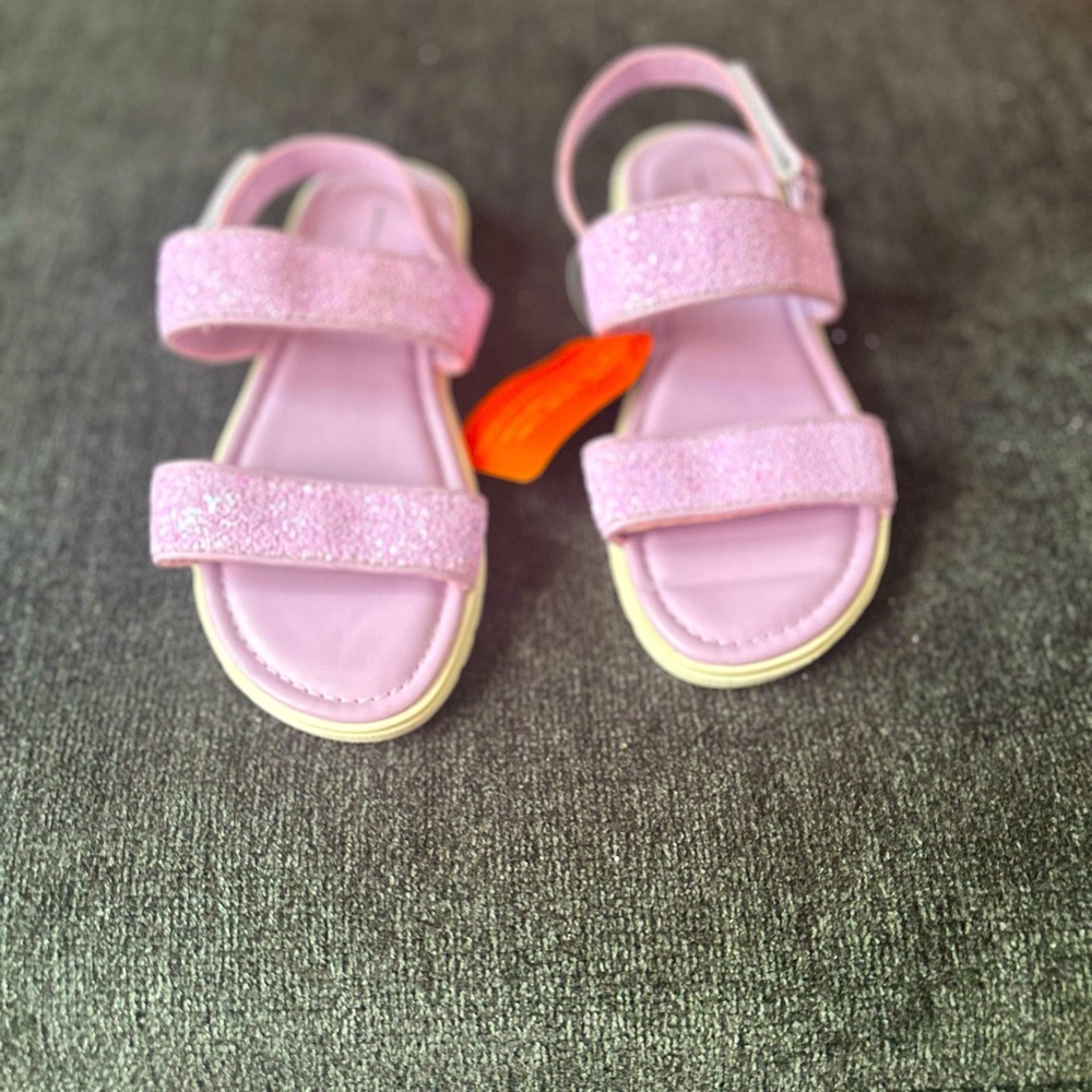 Big girls cute purple glitter sandals size 4